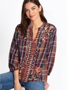 Johnny Was Workshop Rosalva Paris Effortless Top Size M